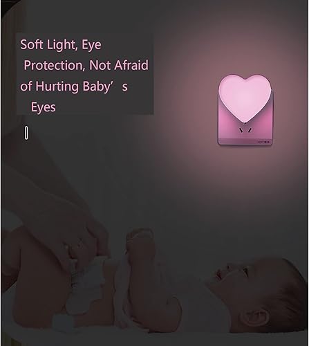 Miniatura 5 de Lindas luces nocturnas, luz nocturna en forma de corazón con sensores de luz, sensor automático de atardecer a amanecer, blanco cálido suave, luz