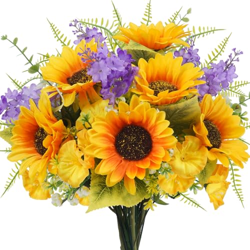 VirtuGro Artificial Flowers Sunflower 14.96' Silk...