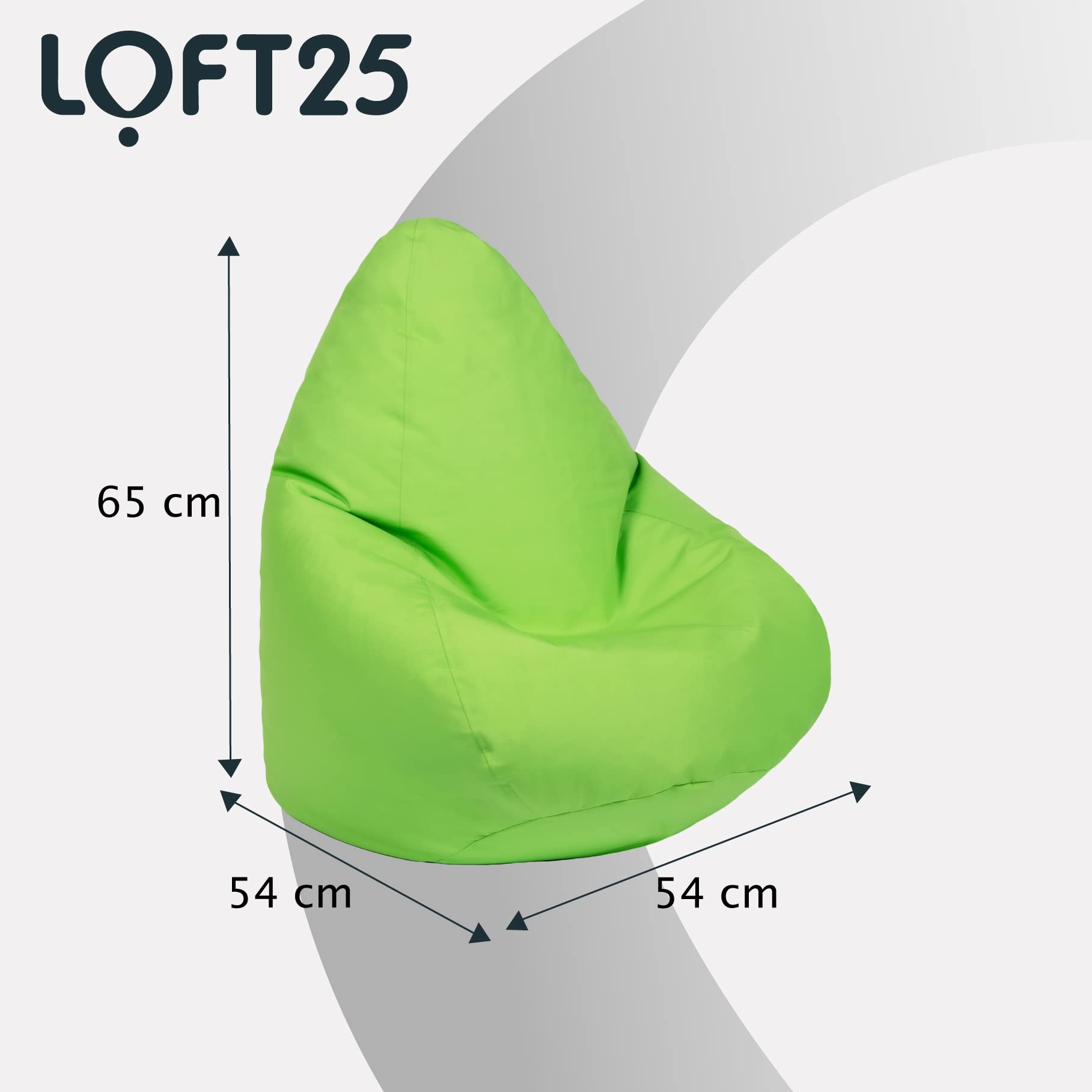 Loft 25 Fauteuil de Gamer Pouf pour Enfants | Pouf d'intérieur et d'extérieur pour Salon | Mobilier pour Enfants résistant à l'eau | Conception ergonomiques (Citron Vert, Sac à fèves)