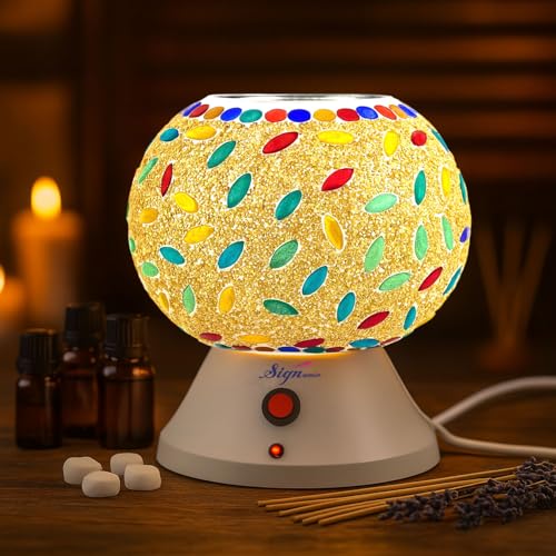 Image of Signamio Hand Made Table Top Camphor Diffuser Burner - Kapoor Dani Electrical Aroma Oil Diffuser Night Lamp - Kapoor Machine for Home & Office DN-5 (Aroma Oils not Included)