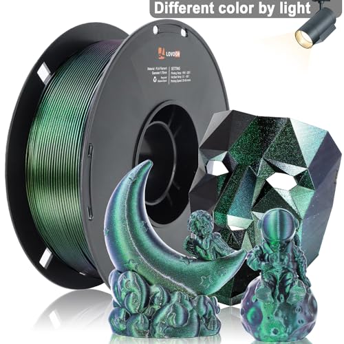 Image of LOVOON 3D Printing PLA Filament 1.75mm Sparkle Glitter, Burnt Titanium 3D Printer Filament, Sparkle in Sunlight Filament, Subtle Glitter Under the Light, Galaxy Green, 1KG(2.2lbs) /Spool