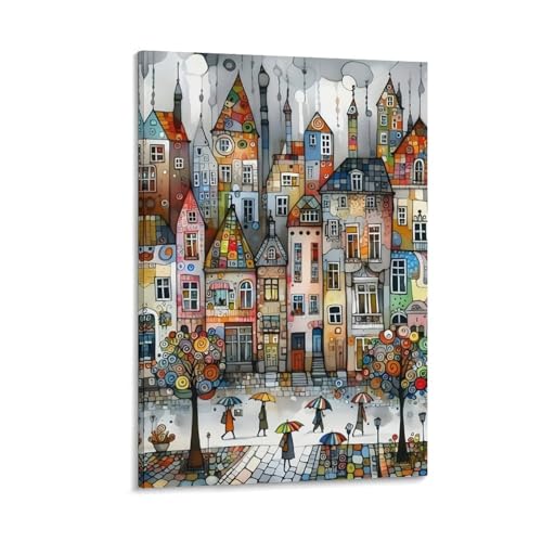Peintures sur toile Ville colorée DHBANEIOK pour raviver un mur blanc de salon triste