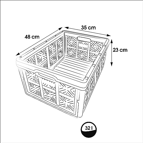 keeeper Stabile Klappbox Ida, Stabiler Kunststoff (PP), 48 x 35 x 23 cm, 32 l, Nordic Grey