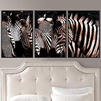 3 Piece Framed Canvas Wall Art Black and White Animals Canvas Prints Home Artwork Decoration for Living Room,Bedroom - 16
