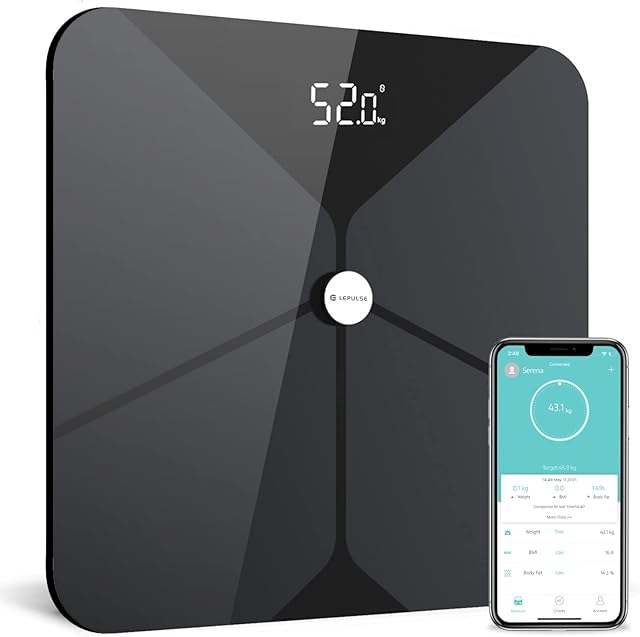 LEPULSE by Wellue Smart Scales for Body Weight Body Fat, Bluetooth Body Fat Scale, Digital Weighing Scales With 13 Body Composition Analyzer, High Precision Bathroom Scales, Bmi Scales with APP