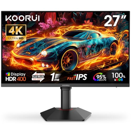 KOORUI G2741L Gaming Monitor 27 Zoll, Dual-Modus 4K UHD 3840x2160 at 160Hz und FHD at 320Hz PC Bildschirm, Fast IPS 1ms HDR 400, 2xHDMI 2.1&DP1.4