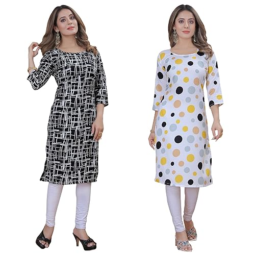 Image of Women's Multicolor Trendy Execlusive Crepe Kurta||Pack of 2 Kurta||Kurta for Women