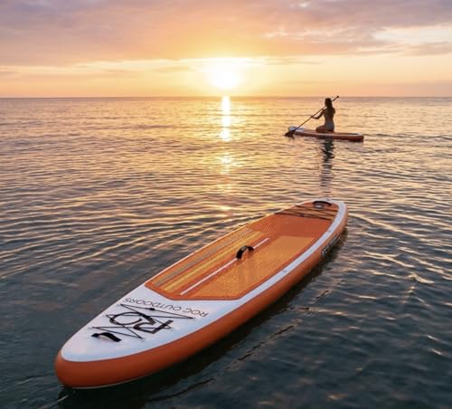 Image of Roc Inflatable Stand Up Paddle Board 10' 6 inch with Premium SUP Paddle Board Accessories, Wide Stable Design, Non-Slip Comfort Deck for Youth & Adults (Golden Hour)