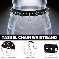 Ketten Gothic Leder Körperkette Silber Punk Leder Taillenkette (C) – Ansicht 4
