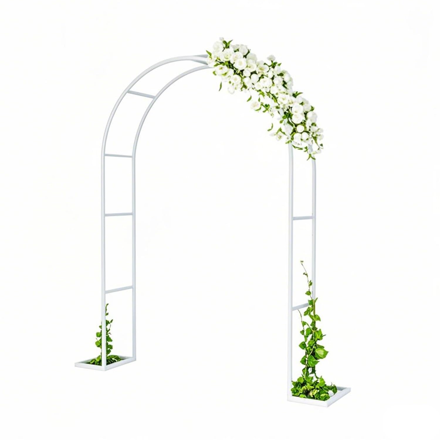 Arche de jardin blanche pour mariage et roses grimpantes L233xH220cm