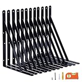 NEODROP 12-Pack 18 Inch Heavy Duty Shelf Brackets, Thicken Wall Bracket for Garage Floating Storage Shelves, Black Powder-Coated Steel
