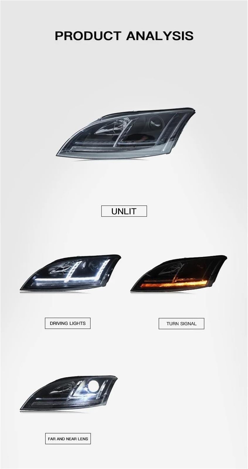 Migliora la sicurezza della guida notturna Accessori Per Auto Gruppi Ottici Fari Fendinebbia Automatici DRL Freno Indicatori Di Direzione Lampada Plug And Play Per TT 2006-2012