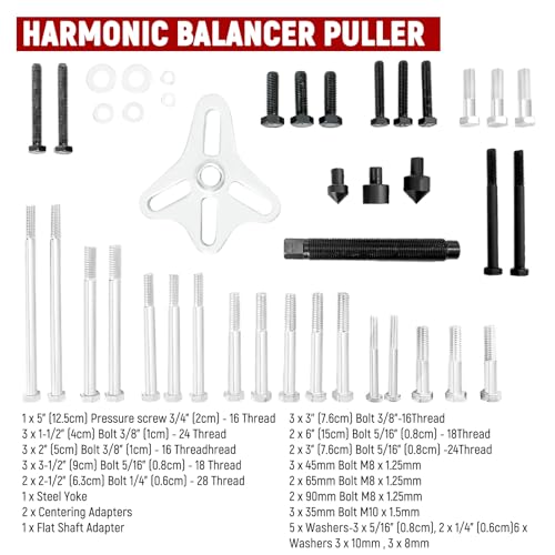 Punmew PN0006 Harmonic Balancer Puller 46Pcs Steering Wheel Puller Flywheel Remover Crankshaft Pulley Removal Steering Wheel Pulling Set thumb #1