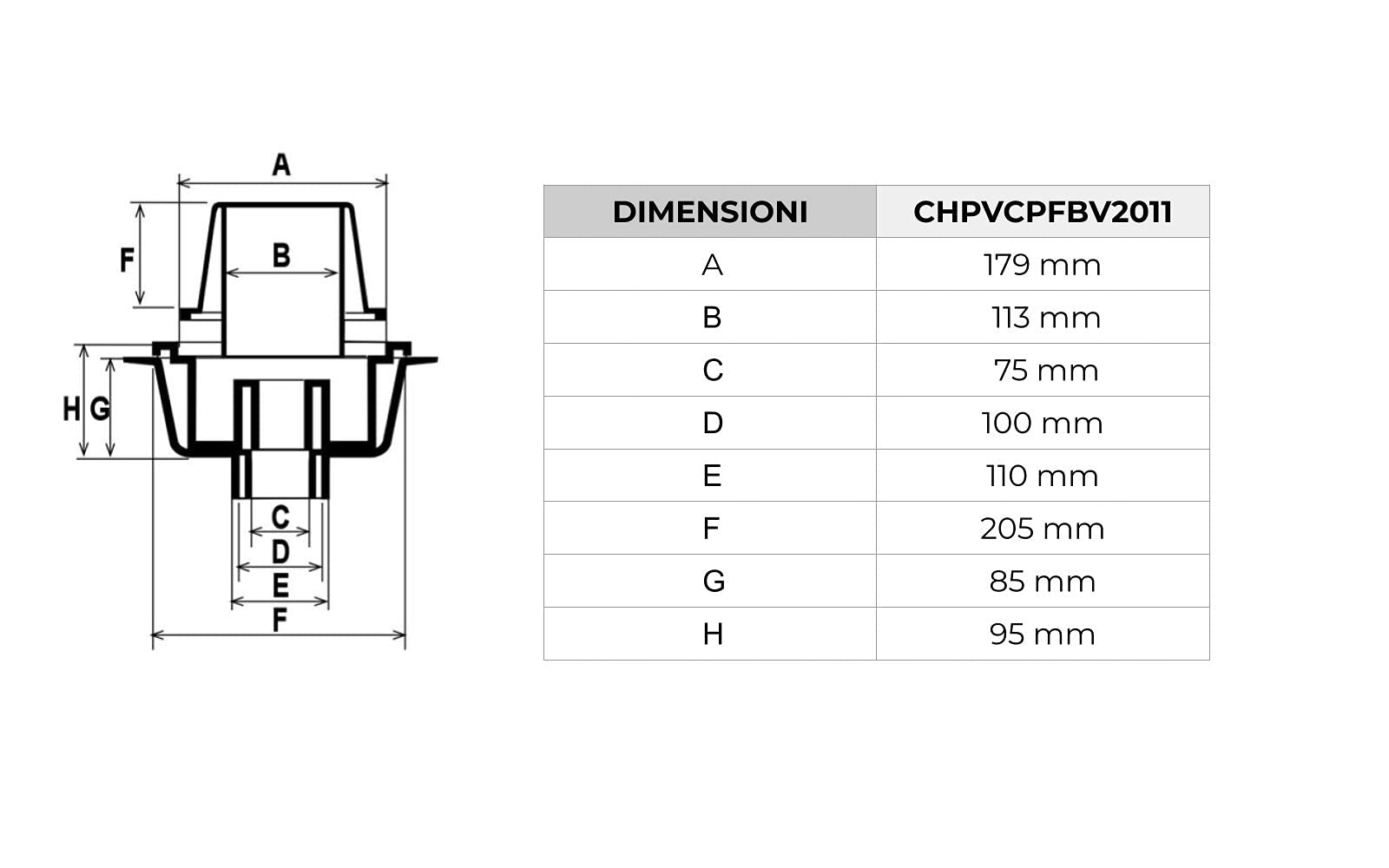 First Plast chpvcpfbv2011-y pokrywa szybu syfonato z PCW, szara, 200 x 200 mm