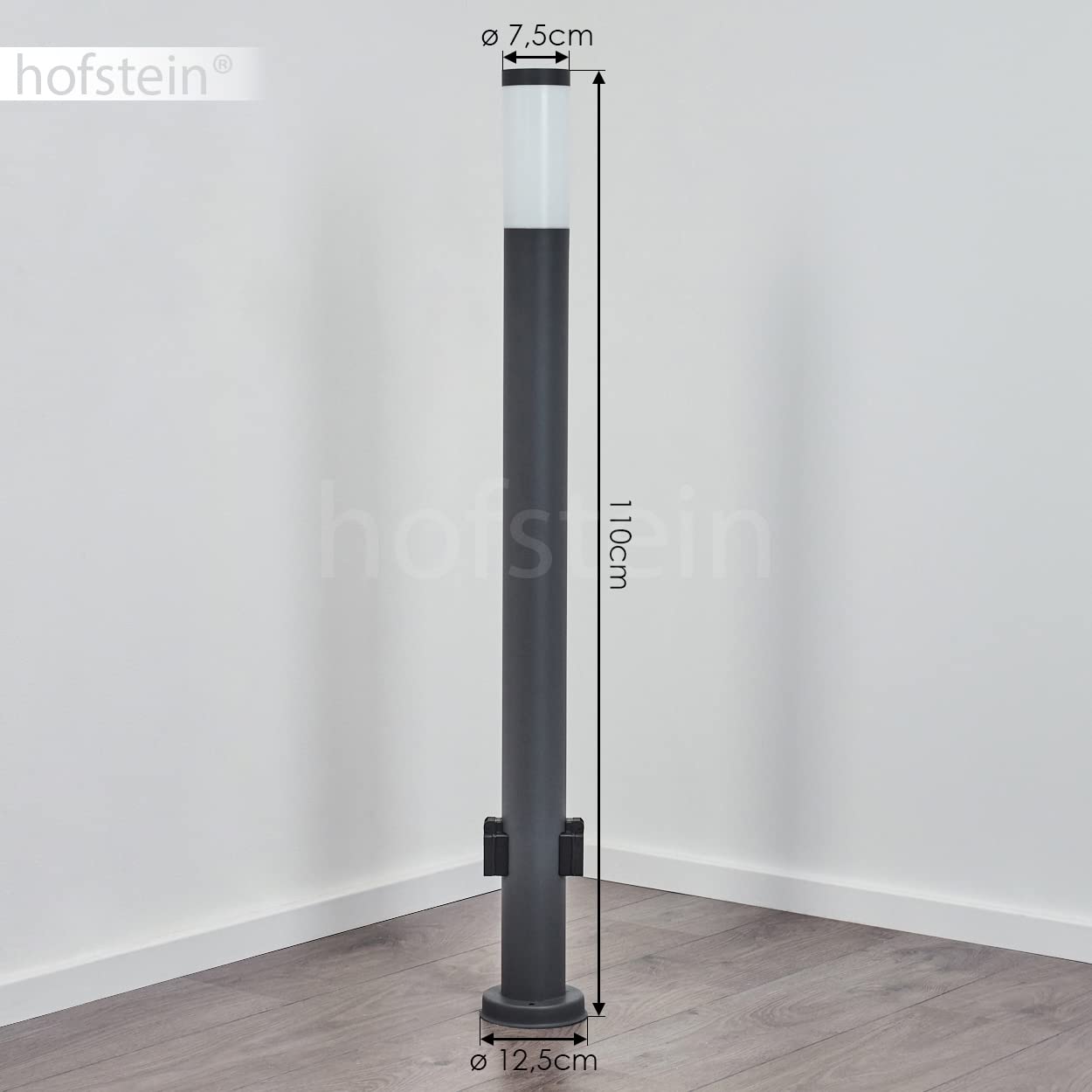 Lampa zewnętrzna Sessa z 2 gniazdami, lampa na podstawie z metalu/tworzywa sztucznego w kolorze antracytowym/białym, oświetlenie ścieżki 110cm, lampa ogrodowa w. E27, IP44, bez żarówki