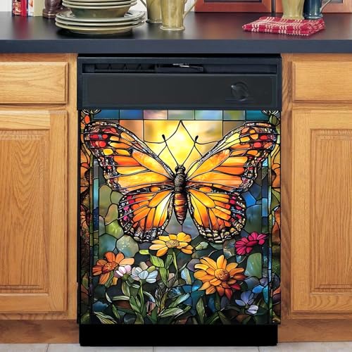 Image of BVBOX Dishwasher Magnet Cover 23 inchx26 inch, Reusable Magnetic Refrigerator Covers, Decorative Magnets Cover Fridge Door Skin Panel Stickers for Home Kitchen Appliance