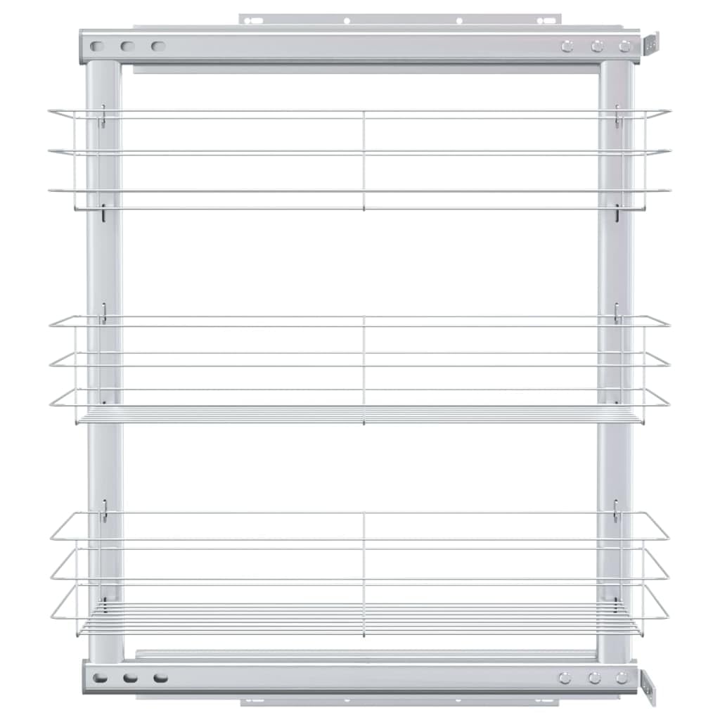 vidaXL Bandeja Extraíble Cocina 3 Niveles Alambre Plateado 47x25x56 cm Canasta Accesorios para Organización Optimización Práctica Espacio Utensilios