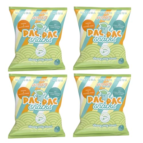 Image of Matcha Konjac Chews | Premium Konjac Jelly Treats | 4pack 10 Sachets per bag | Vegan, Gluten-Free, Low-Calorie | Crafted in Japan | Only 4g Sugar, 0g Fat per Serving | Refreshing Fruit Snack for Weight Management