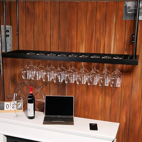 Support à verres à pied suspendu de plafond en fer forgé élégant