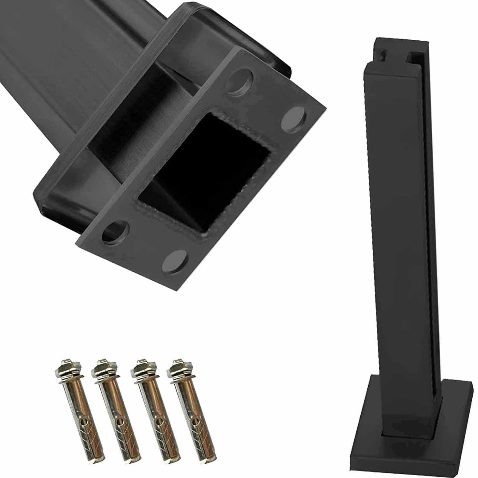 Poteau de garde-corps en verre avec base stable et couvercle en acier inoxydable noir