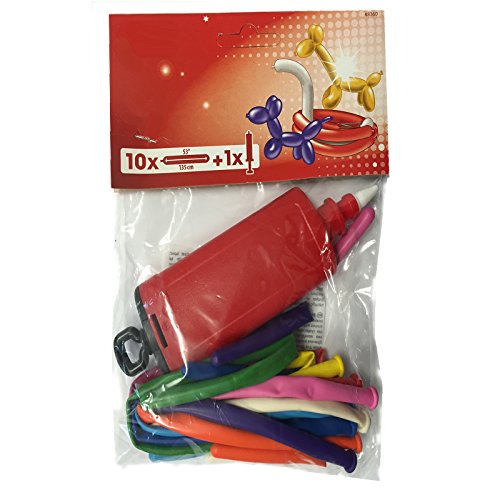 CARPETA 10 Bunte Modellier-Ballons mit Luft-Pumpe // für Figuren aus Luftballons Kindergeburtstag Modellierballons