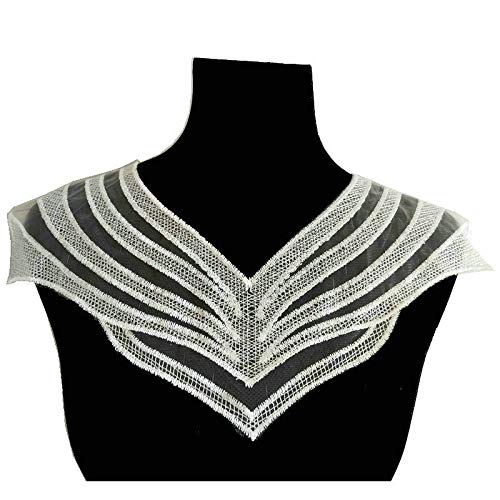 2 Pcs White Lace Collar Sexy Style Flower And Heart Venetian Lace Decoration Decoration Lace Fabric Sewing Accessories Diy (Color 1) #TOP2