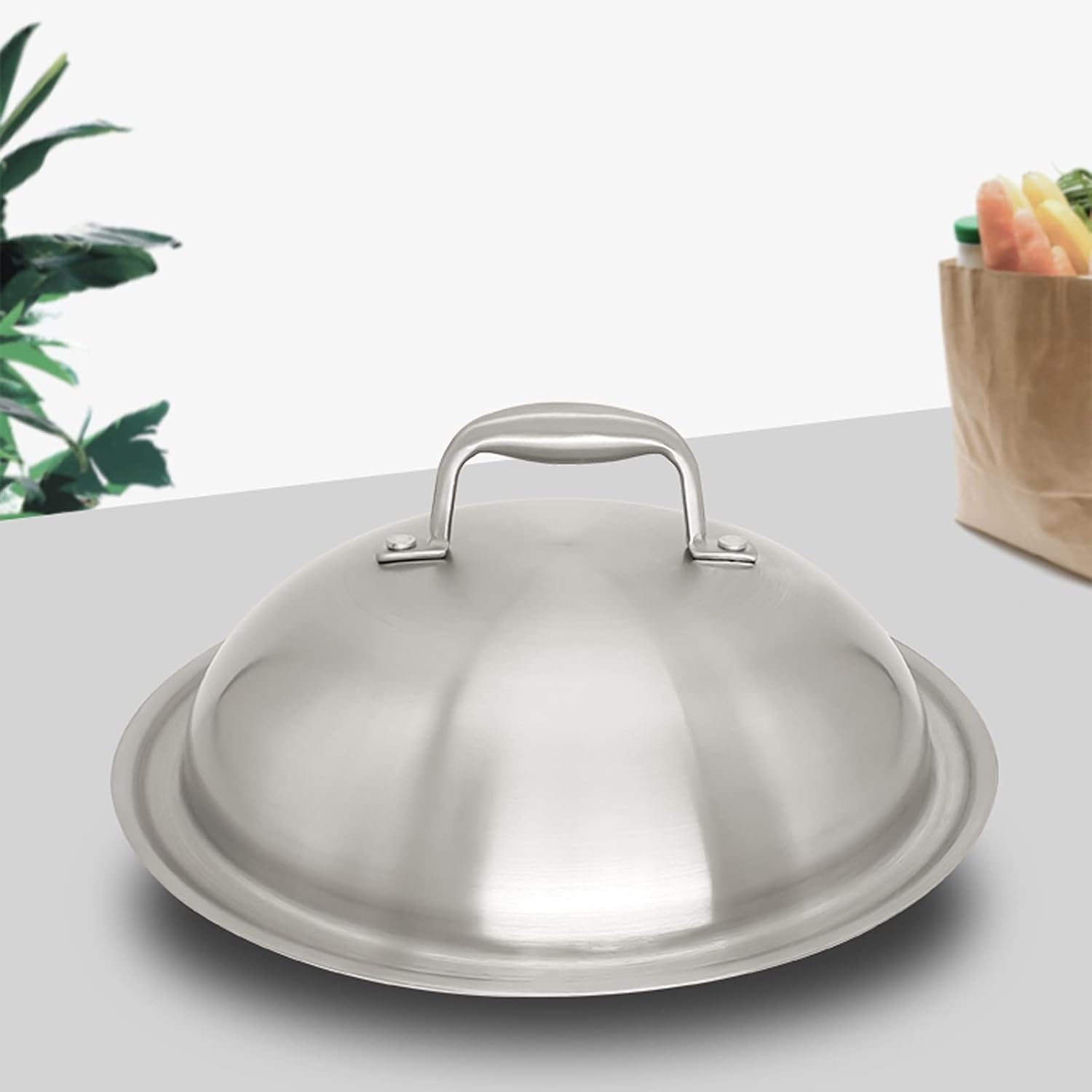 Tapa Universal de Acero Inoxidable Tapa Universal de Arco Alto Tapa de Olla Redonda Gruesa para ollas, sartenes y sartenes Tapa de Repuesto para sartén Tapa de (37cm)
