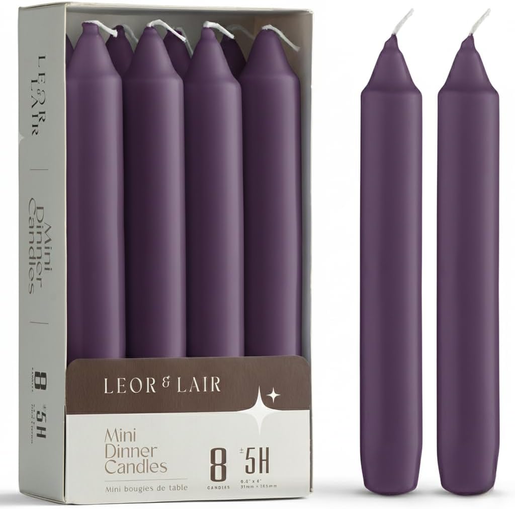 Leor & Lair Ivory Candlesticks, Pack of 8, 6 Inch Taper Candles
