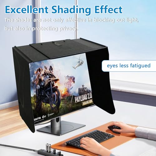 Monitorhauben Sonnenschutz, Desktop Bildschirmhaube für 17-27\ Bildschirme, 41-71CM Einstellbar, Faltbar Bildschirm Monitor Sonnenblende for Universalmonitore