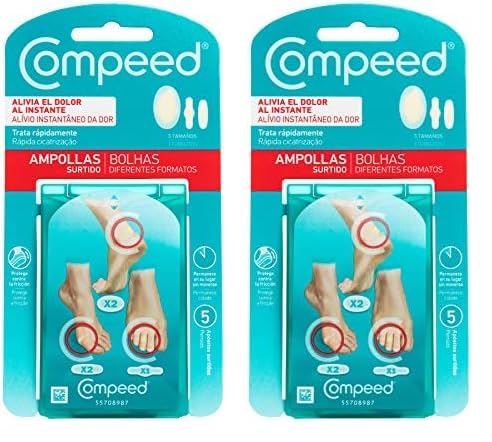 Compeed Blasenpflaster Mixpack – Hydrokolloid-Pflaster in verschiedenen Größen – gegen Blasen an Fersen, Zehen und für kleine Blasen, 5 Stück (2er Pack)