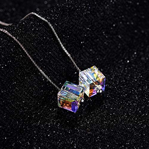 CAT EYE JEWELS 925 Sterling Silver Swarovski Element Crystal Color Changing White Long Chain Threader Earrings for Women Girls