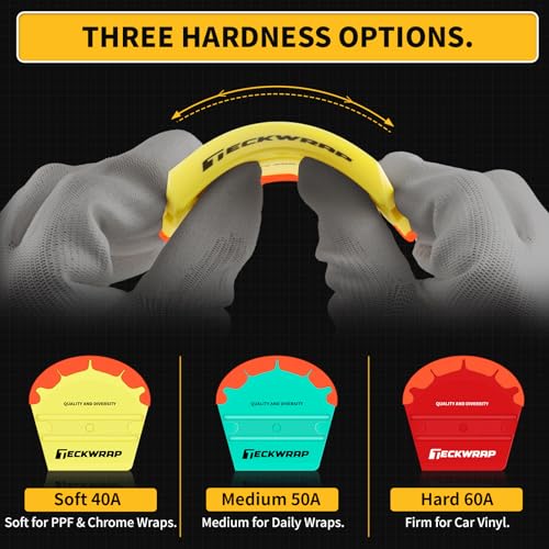 Image of TECKWRAP Felt Squeegee for Vinyl Wrap Window Tint -Fan Shape, Soft /Med /Hard | Pro Car Wrap Tool Kit with 3 Hardness Levels Scratch-Free Tool for PPF, Decal, Inkjet Sticker Paper & Wallpaper DIY Projects