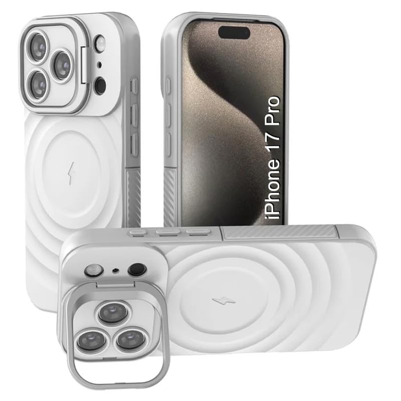 Image of LuxuryKase Shockproof Case for iPhone 17 Pro | Ripple Pattern | Camera Protection | Inner Velvet Fabric Lining | Protective Cover with Enhanced Grip & Wireless Charging Support - White