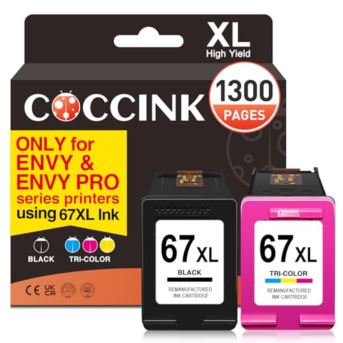 Cartouche d'encre HP 67 XL reconditionnée pack noir et couleur COCCINK Envy 6055e
