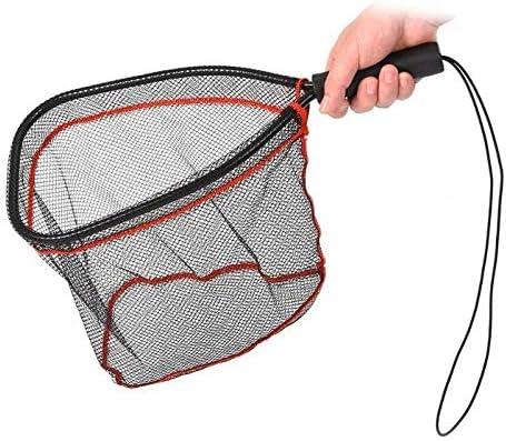 Fishing Net Portable Fly Fishing Dip Nets Lightweight Black Red Aluminum Alloy Frame Rubber Handle Brail Fishing Net Fish Tackle Accessories Fishing net fishing basket foldable portable fish cage fish