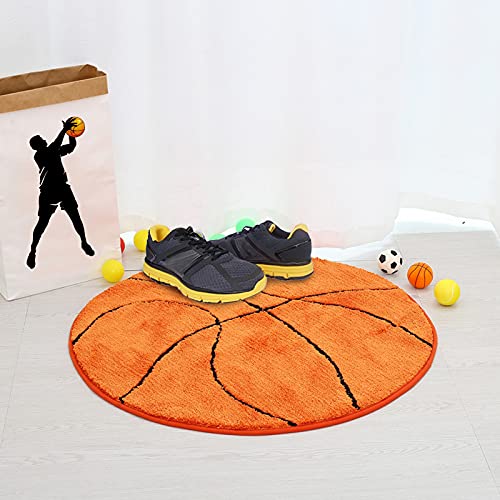 JeogYong Basketball Rug, Soft and Comfy Sports Themed Round Area Rugs Bedroom Living Room Carpet Kitchen Mat Bath Rugs for Bathroom, Basketball Themed Room Decor for Kids Bedroom Men Cave - Image 5