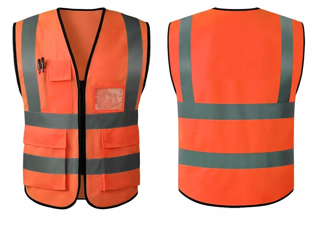 BeiLiDa Reflective Safety Vest for Men, High Visibility Construction Work Vest with Pockets Outdoor Security Vest for Cycling