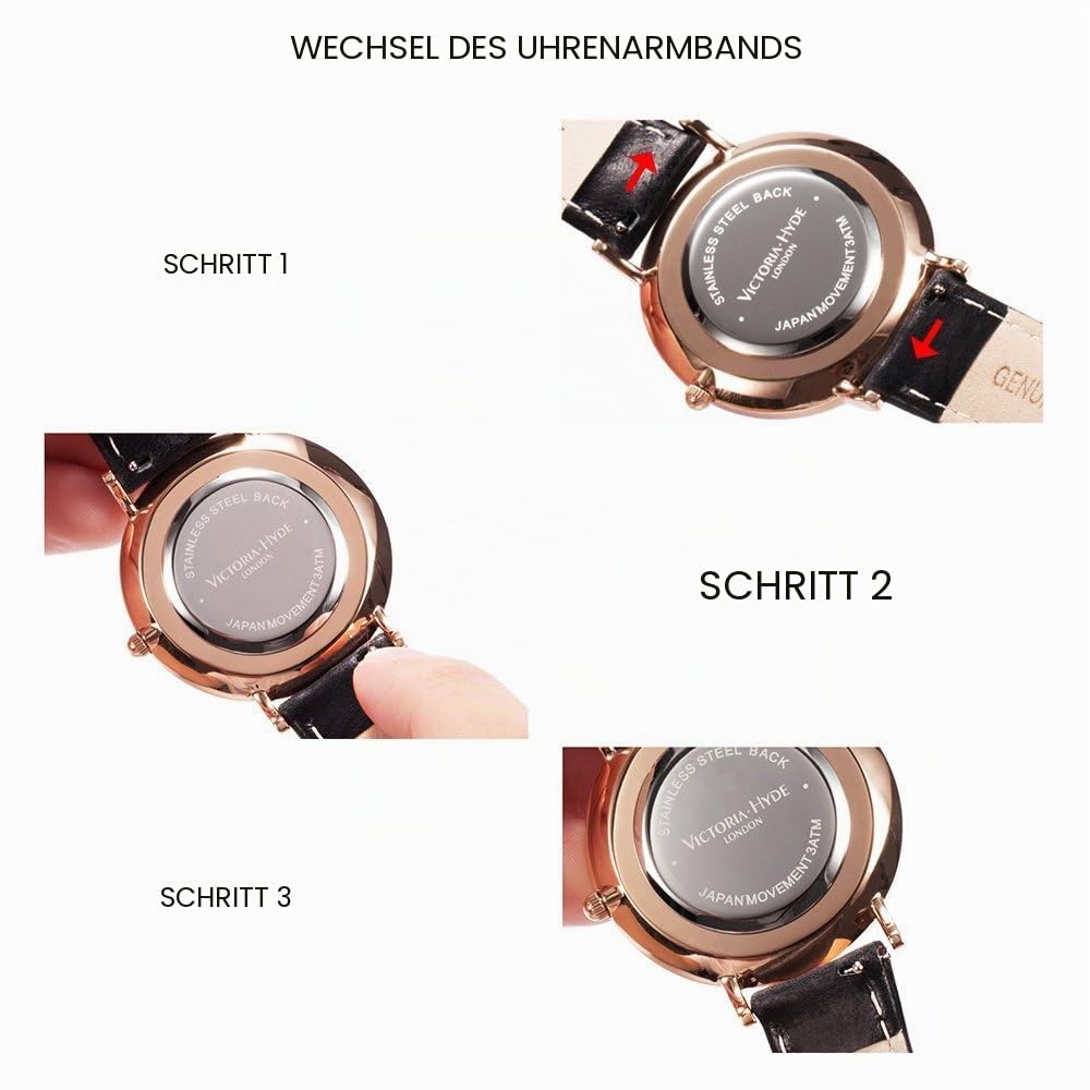 VICTORIA HYDE Damen Uhr Minimalist Armbanduhr Analoges Quarzwerk Schlicht Damenuhr mit Lederarmband Mesh Band