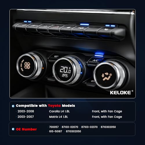 Image of KELOKE Front HVAC Heater Blower Motor Fan Compatible with Toyota Corolla 2003-2008, Matrix 2003-2007 L4 1.8L, with Fan Cage, Replace# 700057 87103-02070, 87103-02370