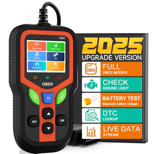 OBD2 Scanner - Car Code Reader Diagnostic Tool for Check Engine Light, Fault Code Reader & Reset, Real-Time Data, Voltage Test, EVAP & I/M Readiness for All OBD II Cars Since 1996 OBD2 V321