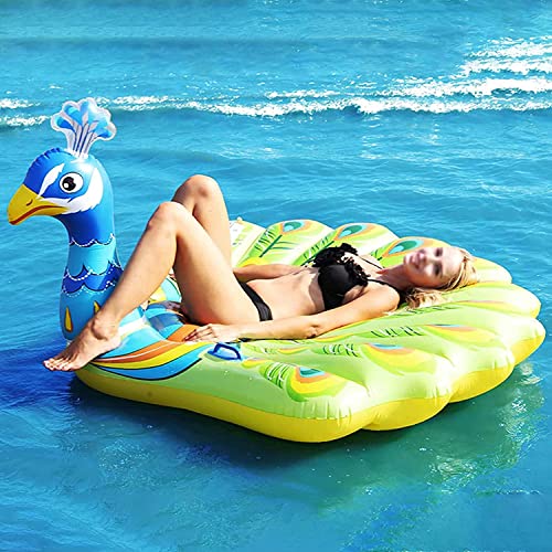 Pelotón Flotante de Pavo Real Inflable, Flotador Inflable de Piscina 76 ", Flotador de Piscina de Cama Flotante para Adultos, Juguete de Fiesta de Playa de Verano
