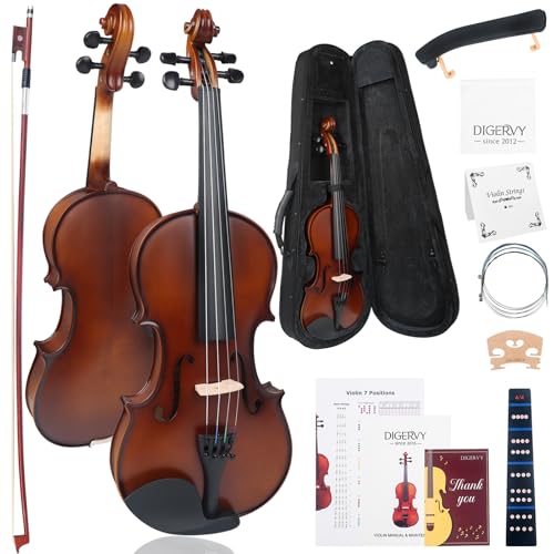 Violin 4/4 Full Size Kit Solid Wood Acoustic Violin Fiddle Set for Beginner Adult Student Teen Kids with Violin Case Rosewood Bow Rosin Shoulder Rest Extra Strings and Bridge (Brown Full)