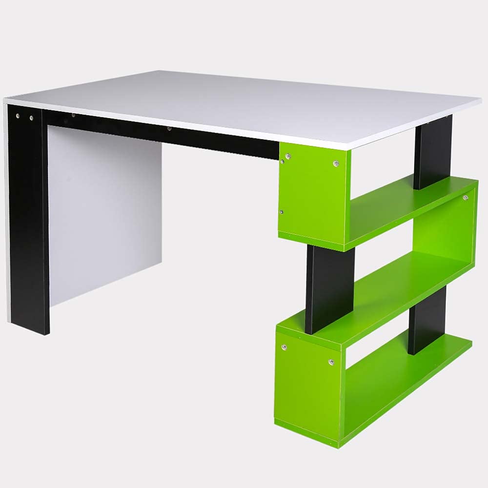 BAKAJI Scrivania con Libreria 3 Ripiani Tavolo da Lavoro Porta Pc Computer Struttura e Piano in Legno MDF Arredamento Casa Ufficio Cameretta Design Moderno Dimensioni 120 x 60 x 75 cm (Verde)