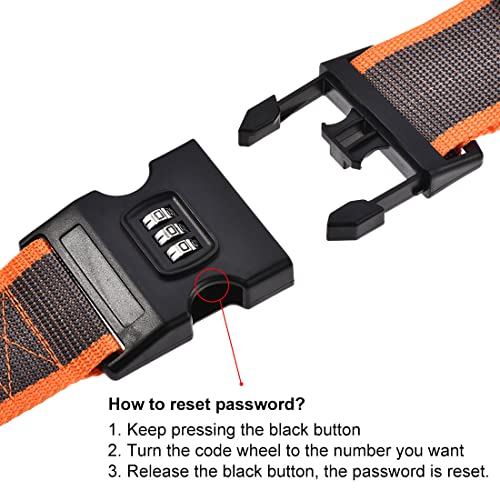 uxcell Luggage Straps Suitcase Belts with Buckle, Combination Lock, 2Mx5cm Adjustable PP Travel Bag Packing Accessories, Orange Gray 4Pcs2