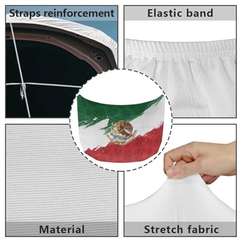 Image of Mexican Flag Car Hood Cover 59x39 inches Stretch Polyester Car Hood Flag Waterproof Automotive Exterior Accessories for Most Sedans SUV Trucks Pickup