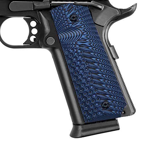 Guuun G10 1911 Grips Includes Screw Set, Full Size Commander Custom Grip Ambi Safety Cut Eagle Wing Texture - Blue