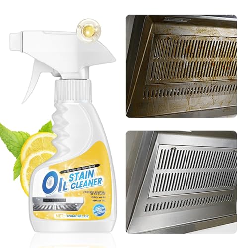 Limpiador De Cocina En Spray, Eliminador de Manchas de Aceite 120ml, Spray Elimina Manchas Difíciles Para Encimera Campana Ventilador Pared Piso Fregadero Horno Baño