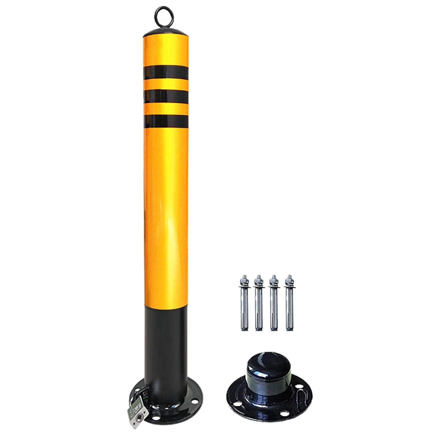 Poteau De Stationnement 650mm Barriere De Parking Pliante Acier Véhicule Garage Borne De Sécurité Haute Visibilité Installation Facile (Color: Yellow)