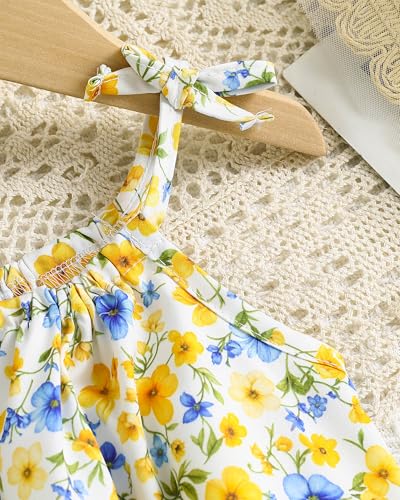 Image of Weebaby Baby Clothes Girl Toddler Summer Outfits Infant Casual Sleeveless Halter Ruffle Tank Cute Short Set Baby Clothing