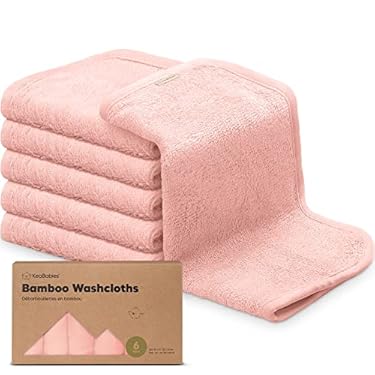 AMAZON - 6-Pack Organic Baby Washcloths – Soft Bamboo Washcloth, Baby Wash Cloths, Baby Wash Cloth for Newborn, Kids, Baby Towels, Baby Bath Essentials, Face Towel, Face Cloths for Washing Face (Blush Pink)